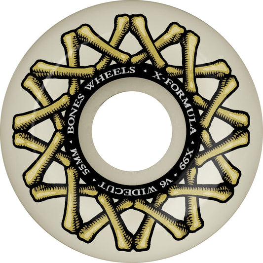Bones X-Formula V6 Widecut 55mm 99a Wheels - White (Set of 4)