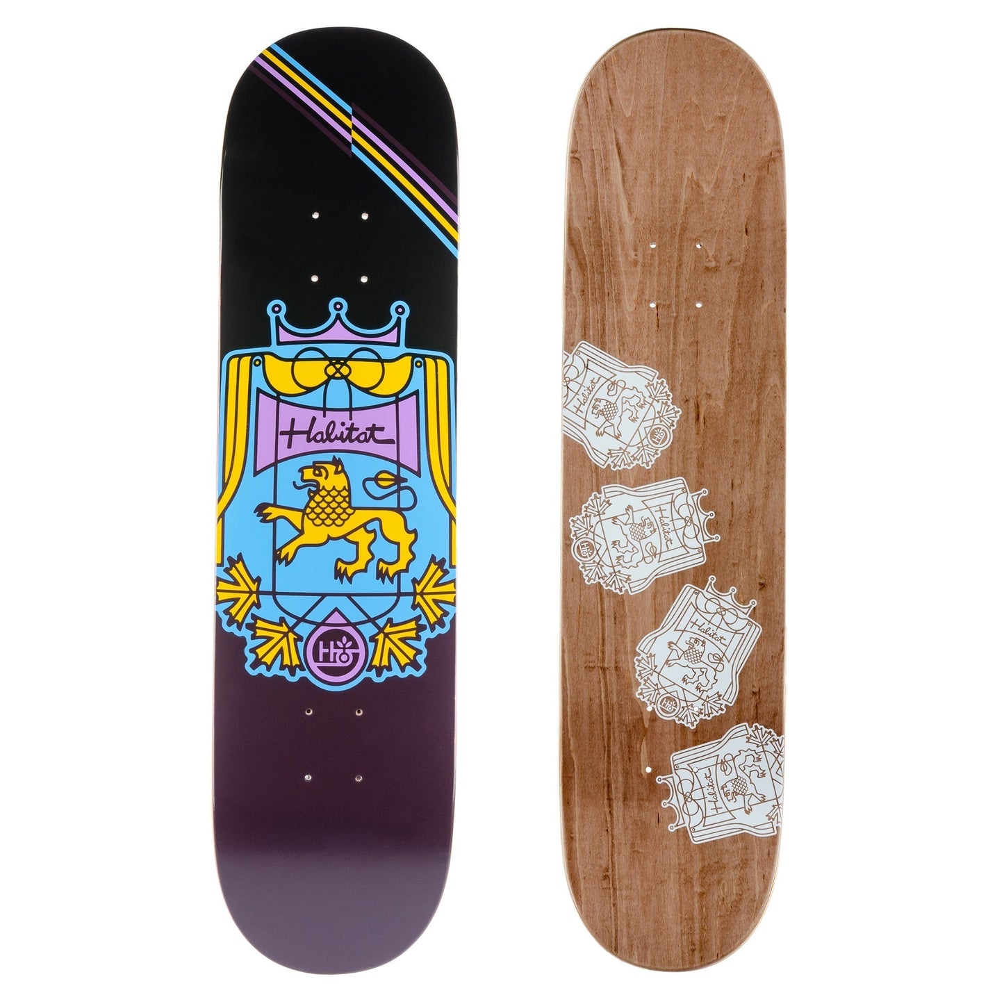 HABITAT "COAT OF ARMS PURPLE" 8" SKATEBOARD DECK - Bow Shock Marketplace
