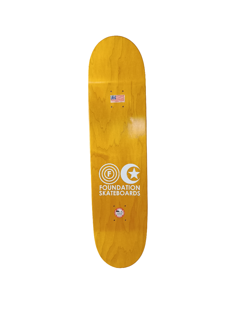 Foundation Star & Moon Modern Concave Blank Tan Woodgrain Black White Size 8.125 Vintage NOS Deck