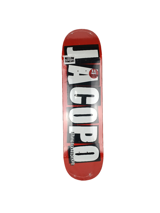 Baker Jacobo Corazzi Jc Jacobo Logo Red Black White Size 8.25 Vintage NOS Deck