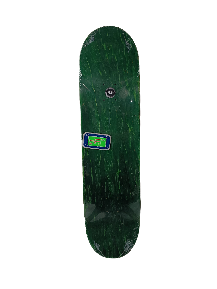 Life Extension Team Bandana B Green Wood Grain Grey Black Size 8.5 Vintage NOS Deck