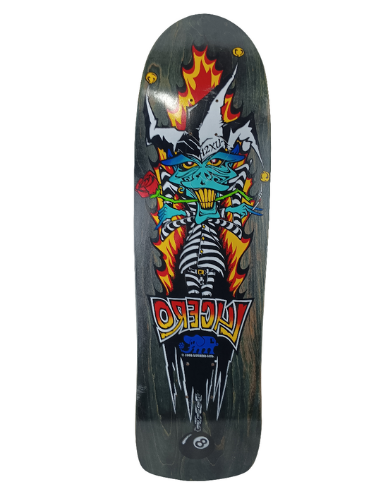 Black Label John Lucero Emergency 12XU Jester Black Woograin Multicolor Size 9" Vintage NOS Deck