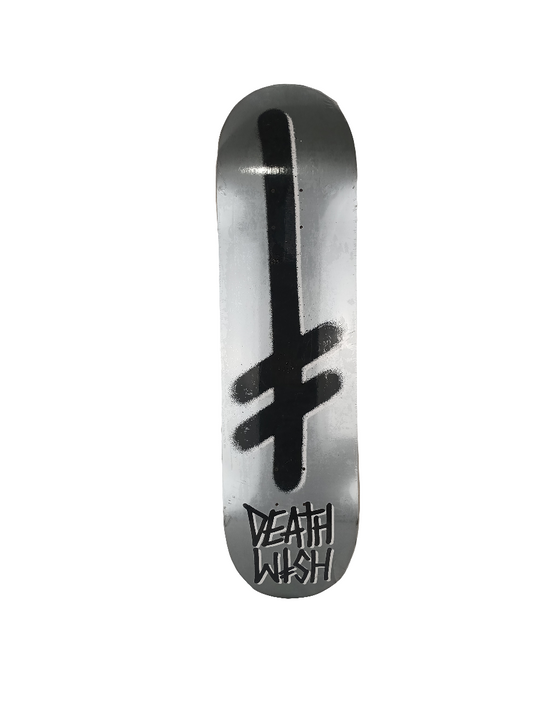 Deathwish Team Spray Cross Silver Black Size 8.5 Vintage NOS Deck
