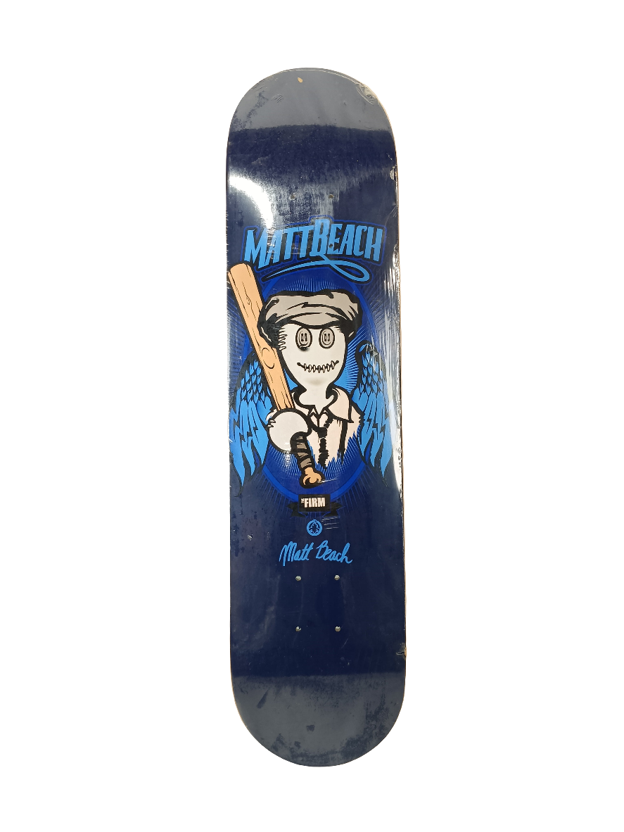 The Firm Matt Beach Undead Angel Series Blue White Brown Size 7.6" Vintage NOS Deck