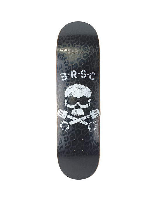 Black Rebel Skateboard Club B.R.S.C. Cheetah Print Black White Skull Size 8.5 Vintage NOS Deck