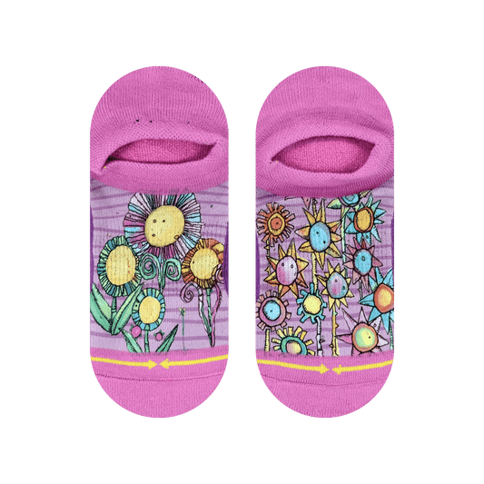 Floral No Show Sock With Art By Bad Otis Link