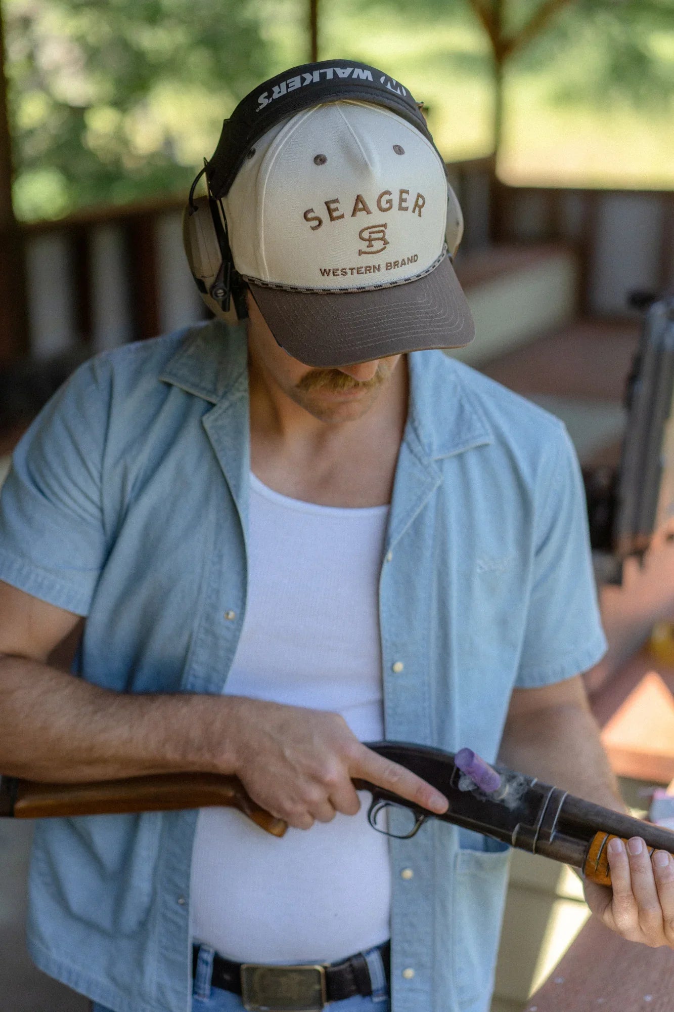 Seager Branded Cream Brown Snapback Hat