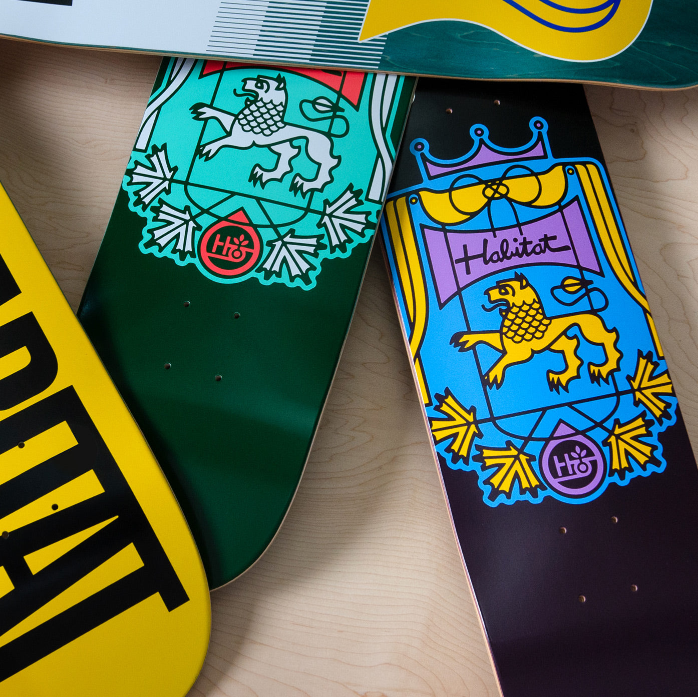 HABITAT "COAT OF ARMS PURPLE" 8" SKATEBOARD DECK - Bow Shock Marketplace