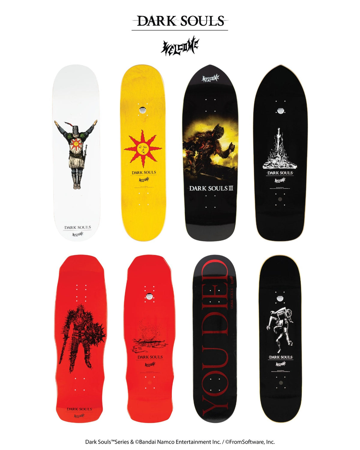 Welcome X Dark Souls You Died 8.5" Popsicle Skateboard Deck