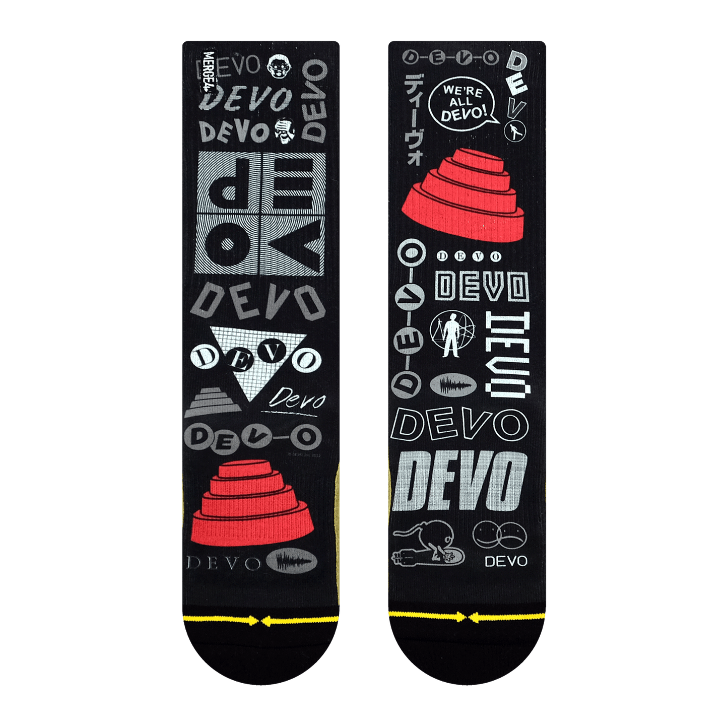 DEVO Black, White and Red Crew Socks 3-Pack