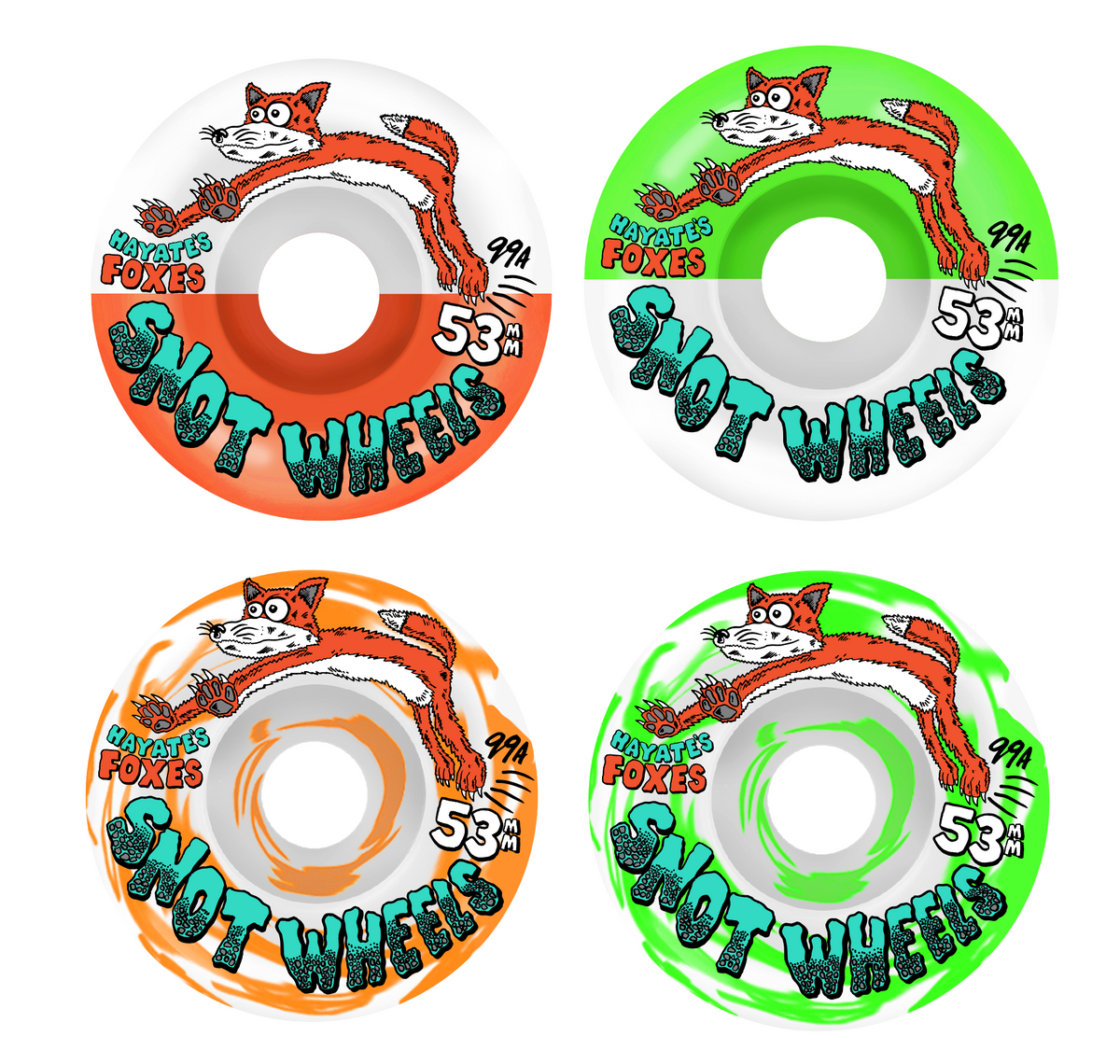 Snot Hayate's "Foxes" 53mm 99A Skateboard Wheels