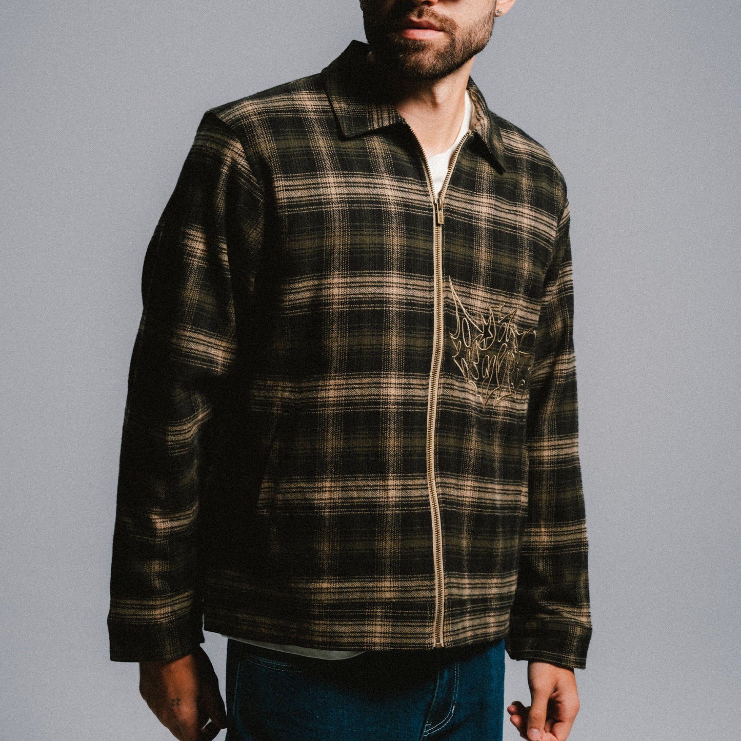 Slater Work Jacket (Navy / Forest Plaid)