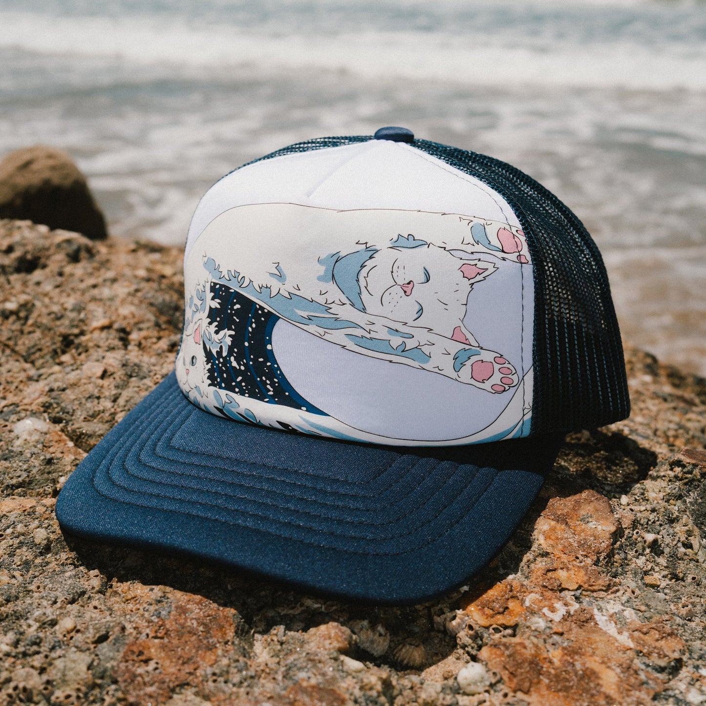 Great Wave Of Nerm Trucker Hat (Navy)