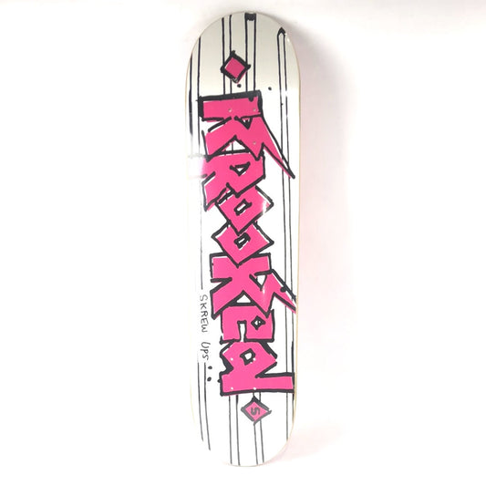 Krooked Skrew Ups Pink/White 7.75'' Skateboard Deck