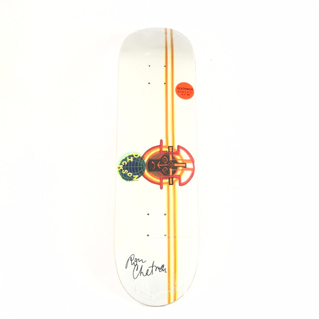 Deathwish Jon Dickson Globe White 8.125  Ron Chatman Signed Skateboard Deck