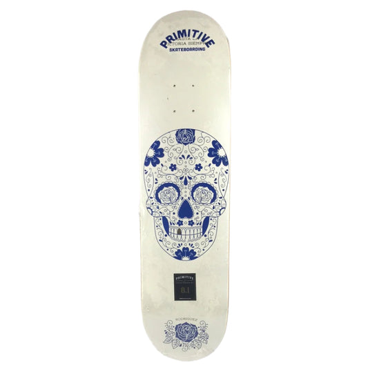 Primitive Paul Rodriguez Sugar Skull White/Blue 8.1" Skateboard Deck
