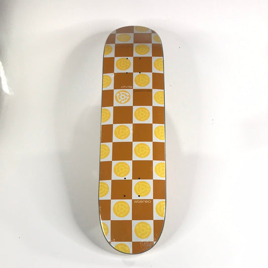 Stereo Chris "Dune" Pastras Logo All over Print Brown and Yellow 7 3/4 Skateboard Deck