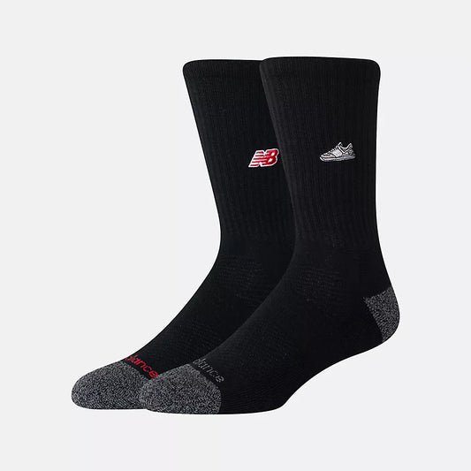 New Balance Active Premium Black Emb Shoe Logo 2 Pack Socks