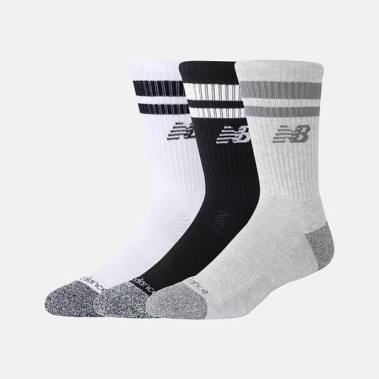 New Balance Active Premium Stripe Crew Assorted Colors 3 Pack Socks