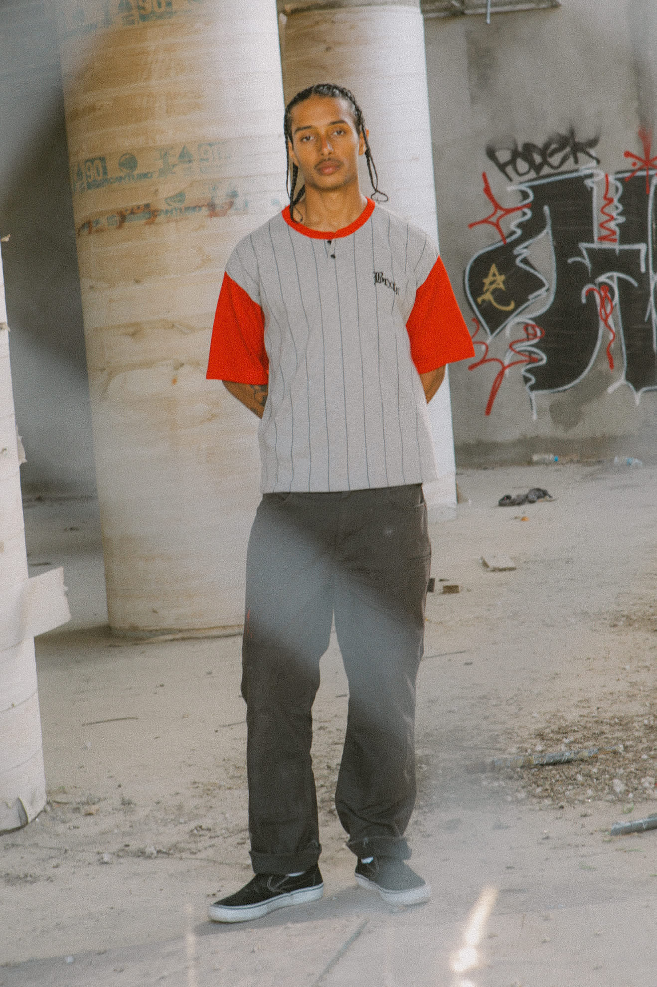 Brixton Boxy Baseball Heather Grey Adrenaline Rush S/s Shirt