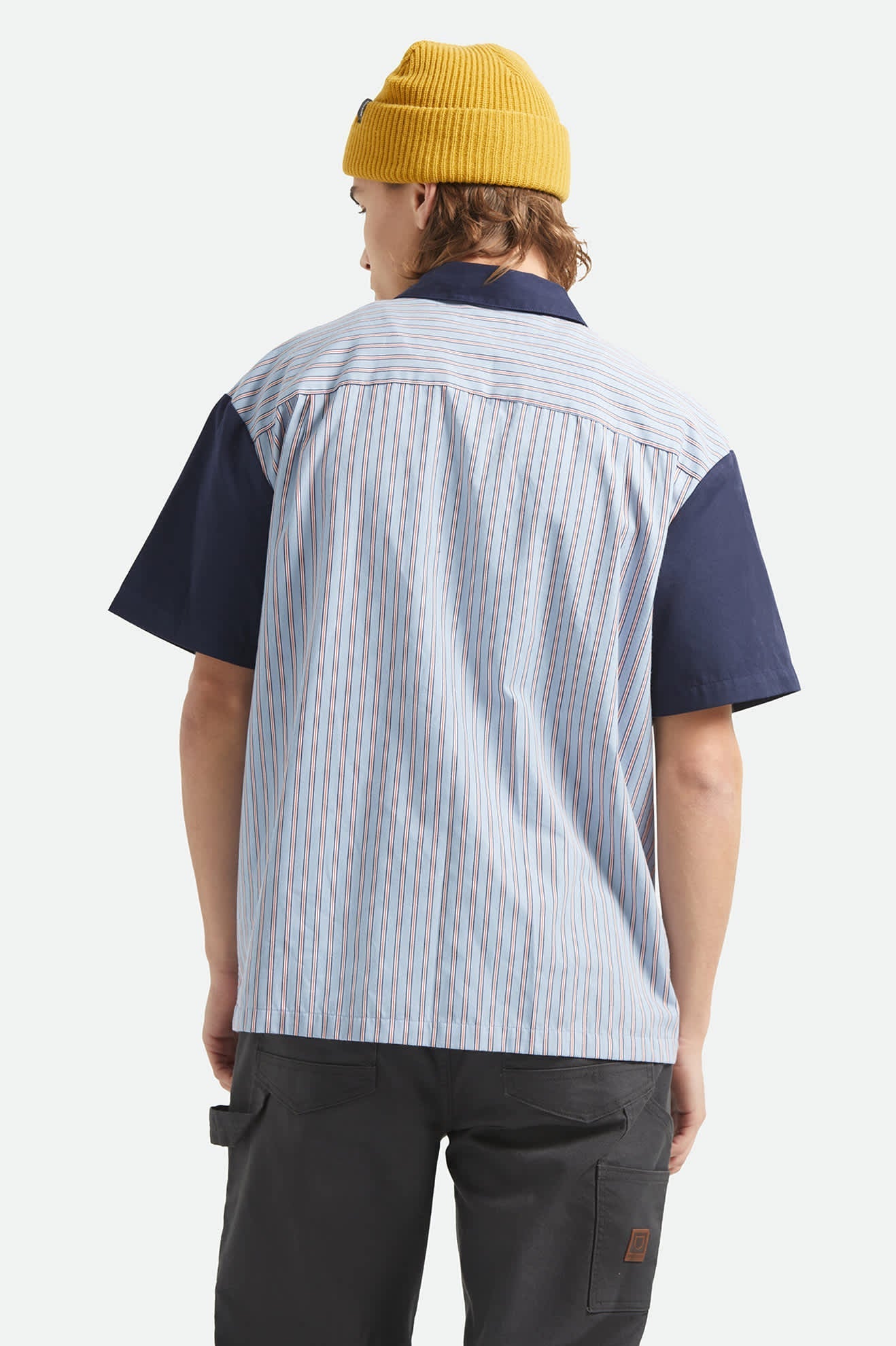 Brixton Builders Olson Blue Aura Stripe S/s Button Up Shirt
