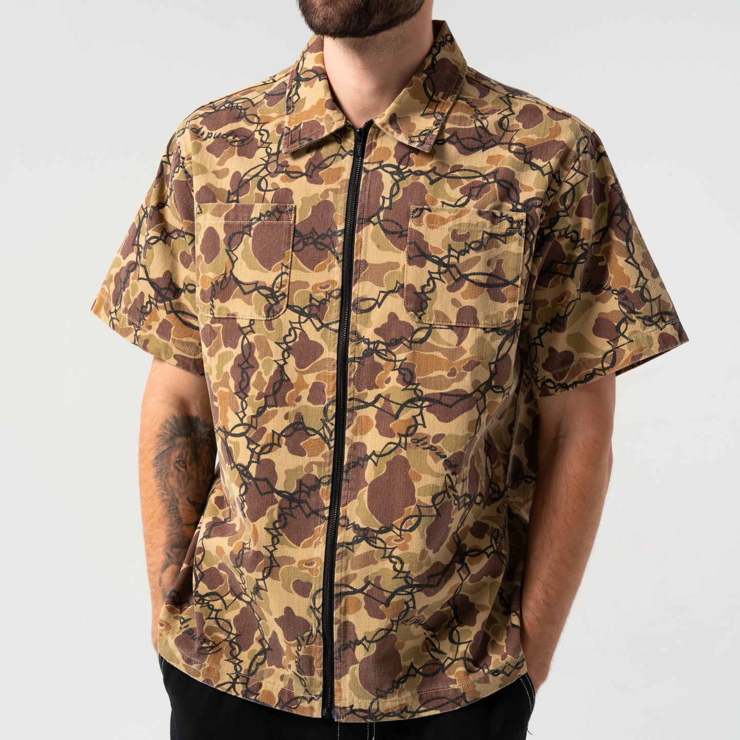 Wired Zip Up Shirt (Tan)