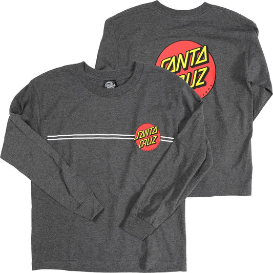 Santa Cruz Classic Dot Long Sleeve Youth T-Shirt - Charcoal Heather - Bow Shock Marketplace