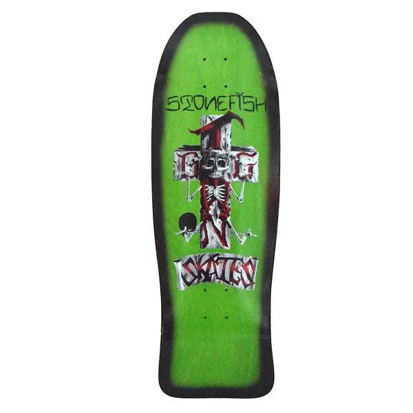 Dogtown Stonefish 80s Reissue Skateboard Deck - 10.125″ Lime/Black Fade - Bow Shock Marketplace