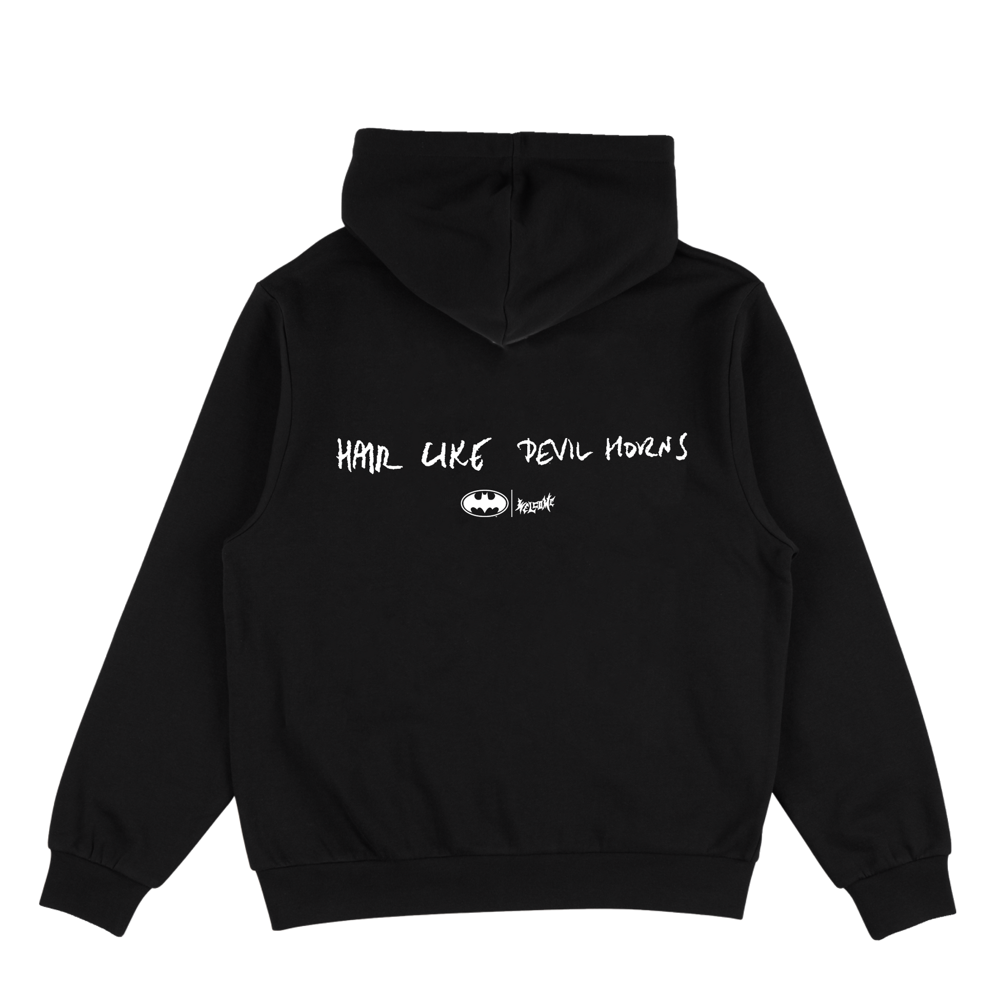 WELCOME X BATMAN DEVIL HORNS HOODED SWEATSHIRT - Bow Shock Marketplace