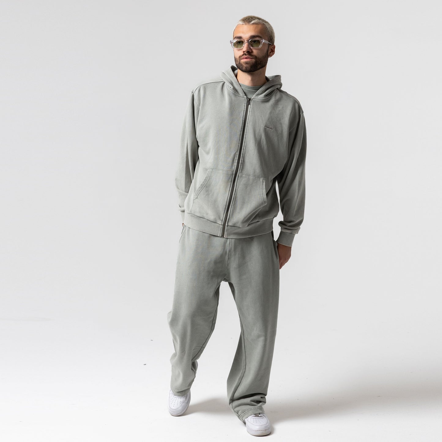 Castanza Zip Up Hoodie (Sage Vintage Wash)
