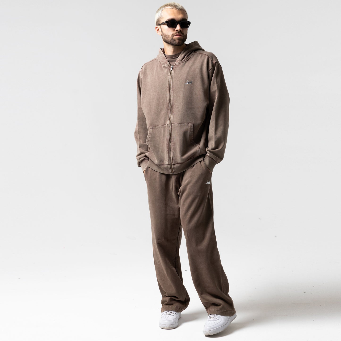 Castanza Zip Up Hoodie (Brown Vintage Wash)