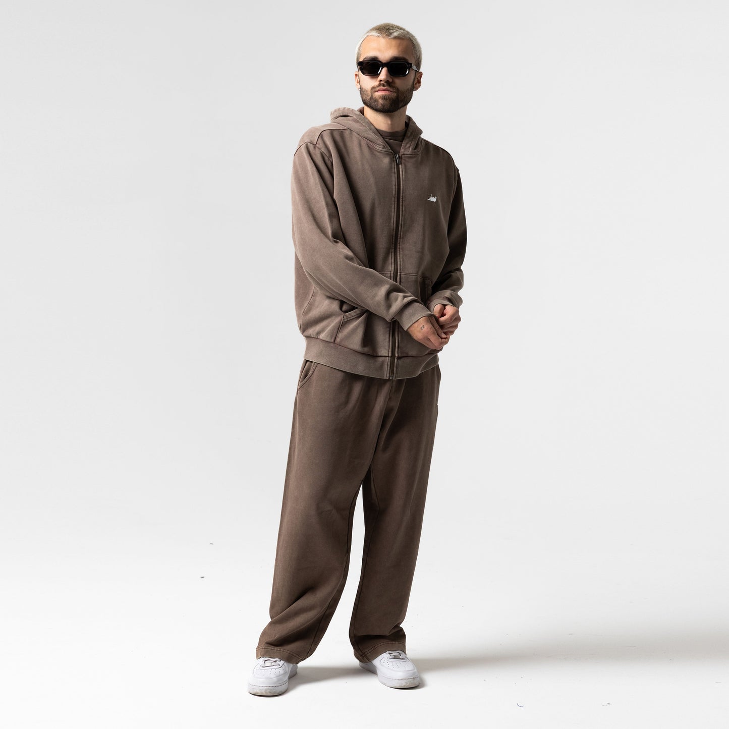 Castanza Zip Up Hoodie (Brown Vintage Wash)